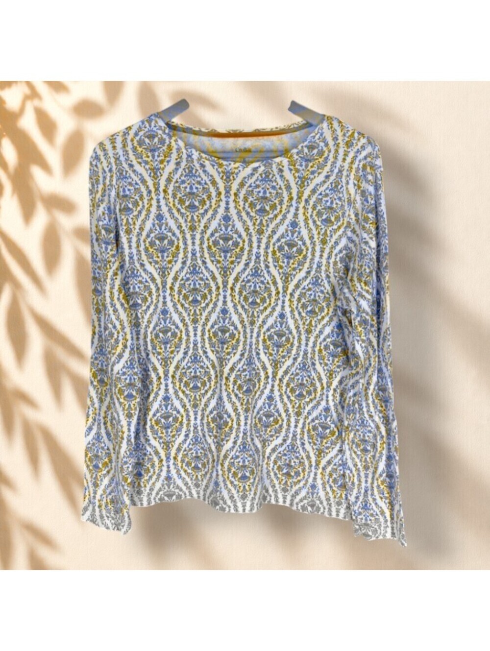 Croft & Barrow T-Shirt Women XL Blue Floral Long Sleeve The Classic Tee Cotton